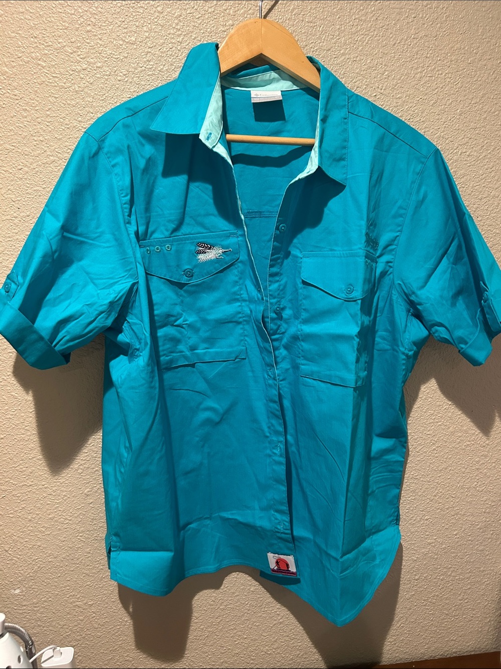 Columbia Teal Short-Sleeve Button-Down Shirt